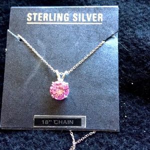 NWT sterling silver pink necklace and earrings